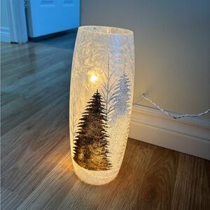 New Christmas Frosted Glass Vase with Tree Design
